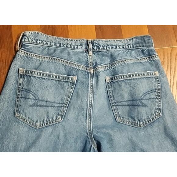 American Eagle Women's 10 Super High Rise Baggy Wide Leg Jeans raw edge frayed - Picture 6 of 6